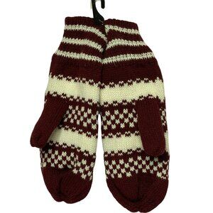 Urban Outfitters Fair Isle Mittens One Size Soft Lining Cozy & Warm  Wine NEW